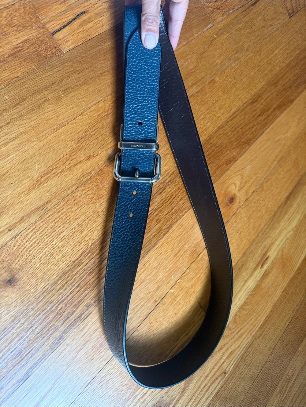 Coach Reversible Leather Belt in Black and Brown with Gold Tone Buckle